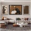 Fundo de parede de sofá de sala de estar antigo-médio preto e branco cinza simples designer pintura decorativa de alta qualidade