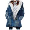 Venda quente transfronteiriça 2023 novo trench coat feminino inverno engrossado estilo europeu e americano folha padrão casaco com capuz atacado