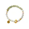 Pulsera Nueva de Bambú de Caña Alta para Mujer Pulsera de Perlas de Imitación Marca Fu Diseño de Nicho de Lujo Ligero Joyería de Moda para Mujer Regalo