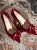 Nuevos Zapatos de Tacón Alto Color Rojo Otoño 2025 para Mujer con Diseño de Lazo Vestido de Novia Xiuhe Zapatos de Boda Dos Usos Novia