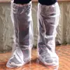 Cobre-sapatos Descartável Espesso de Cano Alto Impermeável Antiderrapante Resistente ao Desgaste para Dia Chuvoso ao Ar Livre Plástico Transparente Azul Longo