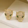 Aogu Amazon Mais Vendidos Modernos e Personalizados Banhados a Ouro 18K Zircônia Cabeça de Leopardo Brincos para Mulheres Nicho Versátil Brincos