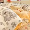 Conjunto de Quatro Peças de Veludo Leite de Inverno, Nova Capa de Edredom de Fleece Dupla Face, Lençol com Elástico, Conjunto de Três Peças de Lençol Quente de Flanela Coral