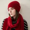 Gorro de Cachemira para Mujer 100% Cachemira Pura Versátil Casual Simple Moda Color Sólido Tejido Gorro Térmico