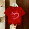 Camiseta Feminina Verão 2026 Novo Estilo Infantil Super Fofa Moderna Algodão Puro Roupas Roupa de Verão Top de Manga Curta para Menina