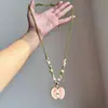 Colar com Pingente de Franja de Pedras Verdes para Mulheres Verão Dopamina Colorido Longo Corrente de Clavícula Acessórios Multicamadas