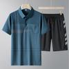 Traje casual de mediana edad Diyu Shenlong para hombre, camiseta de manga corta fina de verano, pantalones, ropa deportiva de seda de hielo para padre