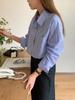 Conjunto Estilo Coreano Xiaomi&Yinuo~Camisa Listrada Solta para Mulheres, Camisa Casual de Verão Y007