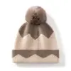 Atacado de Fábrica Caxemira Transfronteiriço Outono/Inverno Novo Estilo Jacquard Bloco de Cor Espessado Quente Proteção para Orelhas Chapéu com Pompom Touca Chapéu