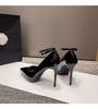 Sandalias de Verano Talla Grande 2024 Moda Coreana Punta Afilada Boca Baja Correa con Hebilla de Una Palabra Zapatos de Tacón de Aguja para Mujer