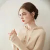Otoño e Invierno Nuevo Estilo 100% Cachemira Pura Prendas de Punto Tops de Manga Larga para Mujer Versátil a la Moda Color Puro con Capucha Prendas de Punto Sueltas