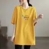 Camiseta de Manga Corta de Longitud Media para Mujer Tallas Grandes, Nuevo Estilo Verano 2026, Corte Holgado, Top que Reduce la Edad para Madres de Mediana Edad