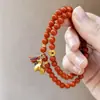 Ano Novo de 2026 Traga Riqueza Instantânea Pulseira de Ágata Vermelha do Sul Natural Cor Completa Carne Completa Vermelho Persimmon Areia Dourada Traga Sucesso