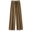25 Novos Calças de Lã 100% Tricotadas de Cintura Alta Wide-Leg para Outono e Inverno com Caimento Reto Casual Comprimento Total para Usar por Cima