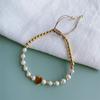 Pulseira Kkbeadins Gola Branca Pérola Natural de Água Doce Banhada a Ouro 18K Cor Duradoura com Design Irregular Estiloso e Banho de Ouro Tendência