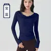 Top Sexy de Un Hombro Delgado para Yoga de Manga Larga para Mujer Otoño Pura Pasión Sexy Elegante Casual Cintura Hombros Descubiertos para Mujer