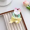 Anel de Toalha Laço Macaron Corda de Cabelo Amarrada à Mão Alta Elasticidade Não Machuca o Cabelo Elástico Corda de Cabeça Rabo de Cavalo Prendedor de Cabelo