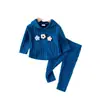 Conjunto de dos piezas acanalado con capucha para niñas de otoño e invierno, directo de fábrica, al por mayor para exportación y comercio transfronterizo, conjunto de manga larga para niños