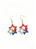 Pendientes de Ala de Estrella Creativa del Día de la Independencia de EE. UU. Transfronterizos Pendientes Rojos Blancos Azules Distintivos Calientes de Amazon