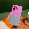 Funda para Teléfono con Efecto Magnético Líquido Degradado Bicolor Sensación de Piel 16 Adecuada para iPhone 17 Pro Max Película para Lente 15 Anticaídas 14