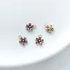 Colgante de Flor de Melocotón de Cinco Pétalos Colorida con Zirconia Incrustada, Chapado en Oro de 14K que Conserva el Color, Colgante para Pendientes Pulsera DIY