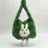 Bolsa de Felpa Otoño e Invierno Bolso de Hombro Transfronterizo Gran Capacidad Versátil para Viajes Cotidianos Bolsa de Dibujos Animados Esponjosa Linda para Mujer