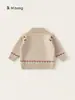 Roupas Infantis Youbao Casaco Infantil Vintage Fair Isle Suéter Cardigan Jacquard para Meninas Suéter de Tricô de Urso para Meninos