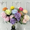 Flores Artificiales de Rosa en Capas de 3 Cabezas con un Toque de Alta Gama para Decoración del Hogar, Adornos de Flores Falsas, Accesorios para Fotografía y Flores Artificiales de Exportación