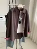 Camisa a cuadros estilo retro japonés rosa claro y marrón para mujer, colección principios de otoño 2026, corte holgado, top tipo chaqueta con cuello