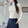 Camiseta básica de modal para mujer con cuello semi-alto, nuevo estilo otoño/invierno, corte ajustado, versátil, manga larga, perfecta como capa interior
