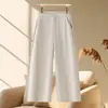 Calças de linho largas e curvas personalizadas para mulheres, estilo fino de verão, novo modelo 2026, caimento relaxado, soltas, respiráveis, emagrecimento