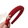 Diadema Roja Bordada con Lazo para Navidad y Año Nuevo ~ Estilo Otoño e Invierno, Exquisita y Versátil Diadema Diaria de Caña Alta