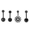 Nuevo conjunto de 4 piezas de piercings para el ombligo, de diamantes de imitación negros, con suministro directo transfronterizo.