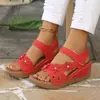 Sandalias Romanas Retro de Cuña con Tira Cruzada Tallas Grandes para Mujer 2026 Verano Huecas de Suela Gruesa de Una Tira Sandalias de Playa para Mujer