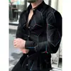 Camisa casual de manga larga estampada para hombre, camisa para hombre transfronteriza, nueva camisa casual de manga larga con estampado y cuello camisero