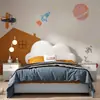 Tela de pared moderna minimalista para habitación infantil Planeta de dibujos animados cohete Tela de pared fondo de dormitorio para niño papel tapiz papel tapiz de jardín de infantes