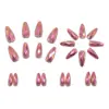 Rombos Multifacéticos Estéreo 3D Fantasma Metal Galvanizado Brillante Manicura Moda Europea y Americana Cabeza Redonda Almendra Rosa Uñas Postizas