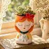 Vaso de Flor para Casa Adorável em Formato de Menina, Vaso Criativo para Plantas Verdes Suculentas, Planta Decorativa Personalizada em Vaso para Mesa e Escritório