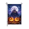 Bandeira de jardim de Halloween temu Amazon transfronteiriça poliéster linho decoração de quintal bandeira em forma de leque com listras