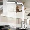 Grifo de Cascada de Comercio Exterior para Cocina Grifo de Agua Caliente y Fría Modo de Cuatro Velocidades Fregadero Grifo de Agua Caliente y Fría Giratorio 360 grados