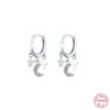 Pendientes de Plata de Ley S925 Estilo Ins Cruz Estrella Luna Diamante Pendientes Pendientes Pendientes Europeos y Americanos Más Vendidos Pendientes de Lujo Accesibles