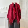 Novo cachecol de imitação de cashmere de cinco estrelas e quatro folhas para outono e inverno para mulheres, xale longo espesso com franjas feito de fio fiado no núcleo, atacado para transmissão ao vivo