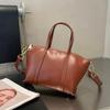 Nuevo Bolso de Hombro Cruzado para Mujer de Cuero de Flor Curtido Vegetal, Bolso Sencillo de Moda Transfronteriza para Mujer, Bolso Clásico de Mano Tipo Concha