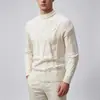 Suéter trançado masculino, suéter masculino de gola alta com trança torcida, suéter grosso de tricô vintage para homens