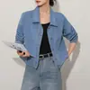 Tiro Real # Chaqueta Corta de Mezclilla Suave para Mujer Otoño 2025 Nueva Retro Americana Holgada Casual Chaqueta Superior Algodón