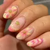 2025 Venta Caliente Transfronteriza Uñas Almendra Nueva Tecnología 3D Deseo Puro Flor Dulce Uñas Portables Uñas Postizas Removibles Producto Terminado