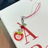 Corrente de Celular de Frutas Transparentes com Contas Expressão Facial Sorridente de Desenho Animado Morango Fofo Pera Pingente para Mochila de Estudante Pingente para Celular