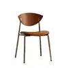 Cadeira de café de lazer moderna com encosto de madeira maciça, cadeira de jantar de ferro artística simples de luxo leve cor creme para casa e designer