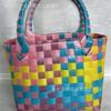 Bolsa Tote Colorida Tecida à Mão de Plástico para Mulheres, para o Dia a Dia, Tecida para Crianças, de Alta Qualidade, Atacado