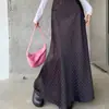 Falda Larga de Satén con Lunares Estilo Francés para Mujer, Nueva Colección Primavera/Verano 2025, Cintura Alta, Adelgazante, Acetato con Caída, Cola de Pez